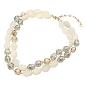 Bold Marbled Layers Faceted Stone Necklace